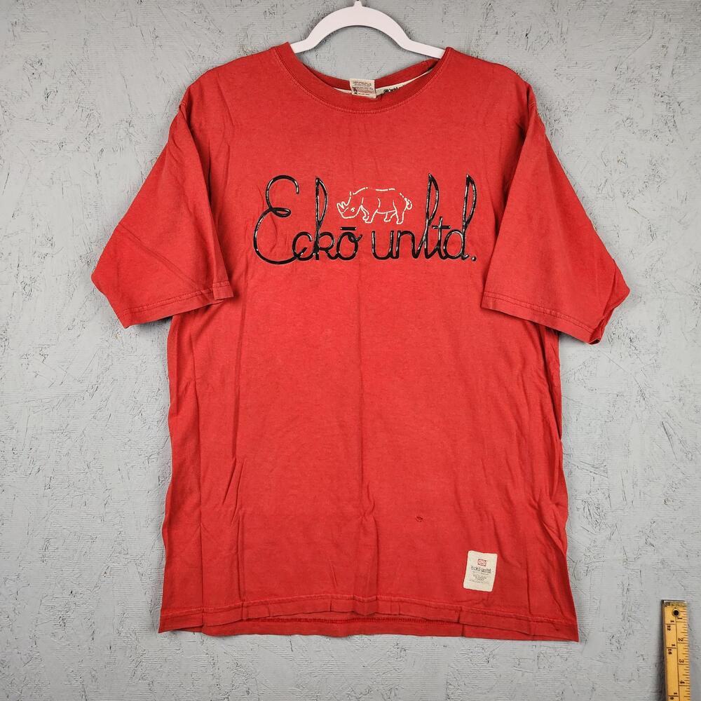 Vintage Ecko Unltd Shirt Mens Large Red Rhino Script Graphic Logo Streetwear Y2k